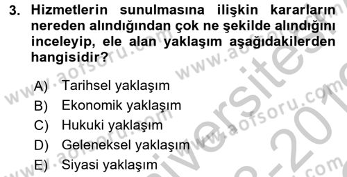 Yerel Yönetimler Dersi 2018 - 2019 Yılı Yaz Okulu Sınav Soruları 3. Soru