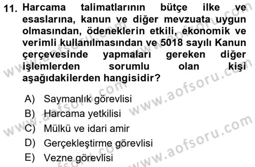 Yerel Yönetimler Dersi 2020 - 2021 Yılı Yaz Okulu Sınav Soruları 11. Soru