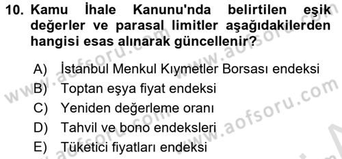 Yerel Yönetimler Dersi 2021 - 2022 Yılı (Vize) Ara Sınav Soruları 10. Soru