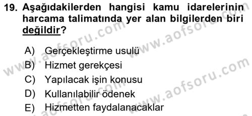 Yerel Yönetimler Dersi 2021 - 2022 Yılı (Vize) Ara Sınav Soruları 19. Soru
