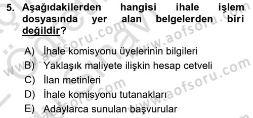 Yerel Yönetimler Dersi 2021 - 2022 Yılı Yaz Okulu Sınav Soruları 5. Soru
