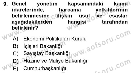 Yerel Yönetimler Dersi 2022 - 2023 Yılı Yaz Okulu Sınav Soruları 9. Soru