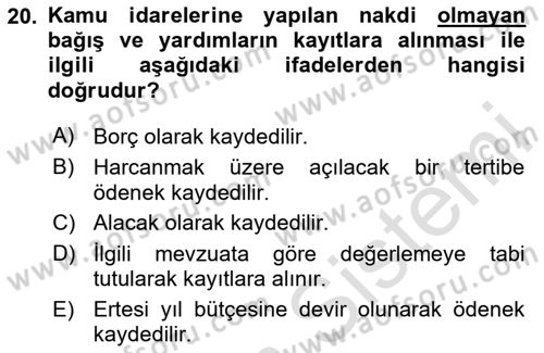 Yerel Yönetimler Dersi 2023 - 2024 Yılı (Vize) Ara Sınav Soruları 20. Soru