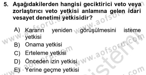 Yerel Yönetimler Dersi 2023 - 2024 Yılı (Final) Dönem Sonu Sınav Soruları 5. Soru