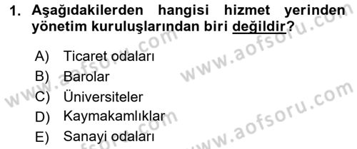 Yerel Yönetimler Dersi 2023 - 2024 Yılı Yaz Okulu Sınav Soruları 1. Soru