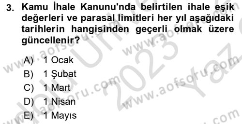 Yerel Yönetimler Dersi 2023 - 2024 Yılı Yaz Okulu Sınav Soruları 3. Soru