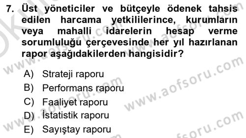 Yerel Yönetimler Dersi 2023 - 2024 Yılı Yaz Okulu Sınav Soruları 7. Soru