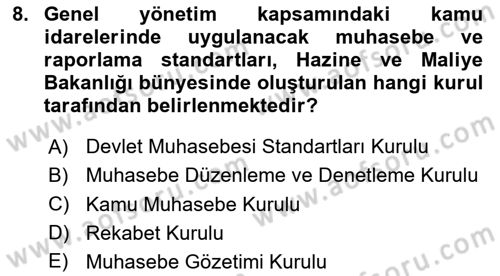 Yerel Yönetimler Dersi 2023 - 2024 Yılı Yaz Okulu Sınav Soruları 8. Soru