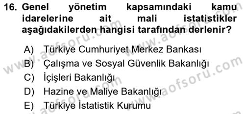 Yerel Yönetimler Dersi 2024 - 2025 Yılı (Vize) Ara Sınav Soruları 16. Soru