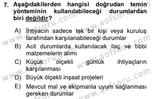 Yerel Yönetimler Dersi 2024 - 2025 Yılı (Vize) Ara Sınav Soruları 7. Soru