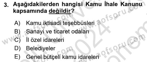 Yerel Yönetimler Dersi 2024 - 2025 Yılı (Final) Dönem Sonu Sınav Soruları 3. Soru