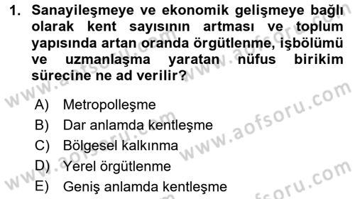 Yerel Yönetimler Dersi 2025 - 2026 Yılı (Final) Dönem Sonu Sınav Soruları 1. Soru