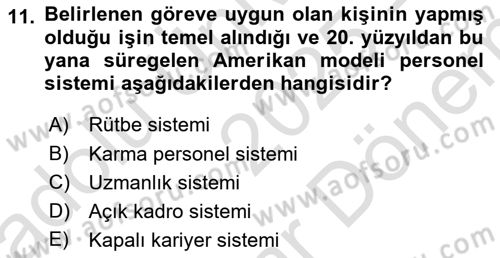 Yerel Yönetimler Dersi 2025 - 2026 Yılı (Final) Dönem Sonu Sınav Soruları 11. Soru