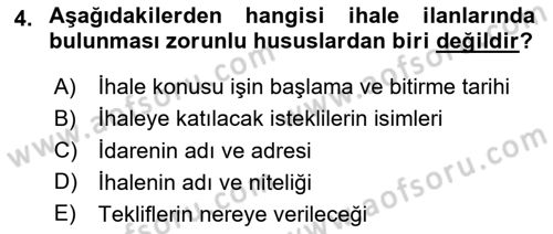 Yerel Yönetimler Dersi 2025 - 2026 Yılı (Final) Dönem Sonu Sınav Soruları 4. Soru