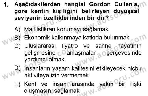 Şehircilik Dersi 2012 - 2013 Yılı (Final) Dönem Sonu Sınav Soruları 1. Soru