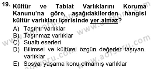 Şehircilik Dersi 2012 - 2013 Yılı (Final) Dönem Sonu Sınav Soruları 19. Soru