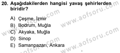 Şehircilik Dersi 2012 - 2013 Yılı (Final) Dönem Sonu Sınav Soruları 20. Soru