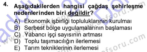Şehircilik Dersi 2012 - 2013 Yılı (Final) Dönem Sonu Sınav Soruları 4. Soru