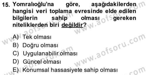 Şehircilik Dersi Ara Sınavı Deneme Sınav Soruları 15. Soru