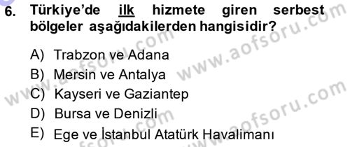 Şehircilik Dersi Ara Sınavı Deneme Sınav Soruları 6. Soru