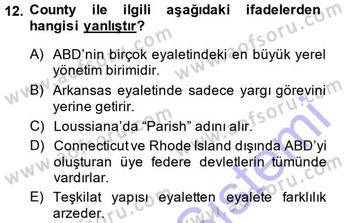 Şehircilik Dersi 2013 - 2014 Yılı (Final) Dönem Sonu Sınav Soruları 12. Soru