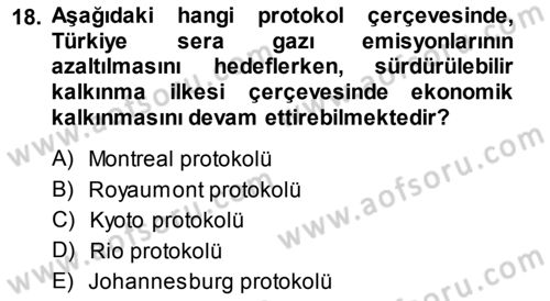 Şehircilik Dersi 2013 - 2014 Yılı (Final) Dönem Sonu Sınav Soruları 18. Soru