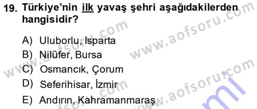Şehircilik Dersi 2013 - 2014 Yılı (Final) Dönem Sonu Sınav Soruları 19. Soru