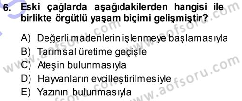 Şehircilik Dersi 2013 - 2014 Yılı (Final) Dönem Sonu Sınav Soruları 6. Soru