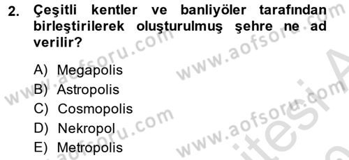 Şehircilik Dersi 2013 - 2014 Yılı Tek Ders Sınav Soruları 2. Soru