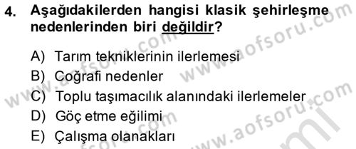 Şehircilik Dersi 2013 - 2014 Yılı Tek Ders Sınav Soruları 4. Soru