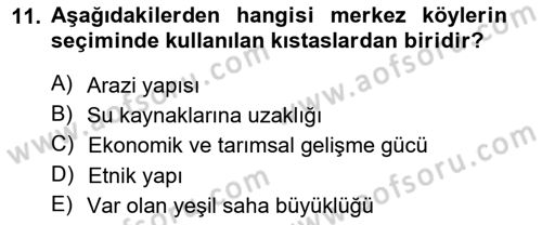 Şehircilik Dersi 2014 - 2015 Yılı (Final) Dönem Sonu Sınav Soruları 11. Soru