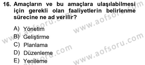 Şehircilik Dersi 2014 - 2015 Yılı (Final) Dönem Sonu Sınav Soruları 16. Soru