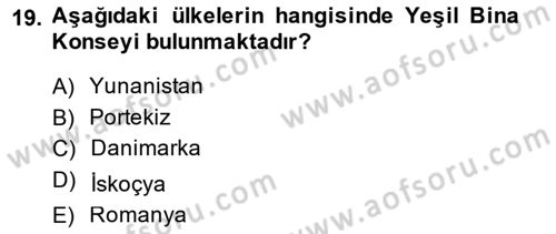 Şehircilik Dersi 2014 - 2015 Yılı (Final) Dönem Sonu Sınav Soruları 19. Soru