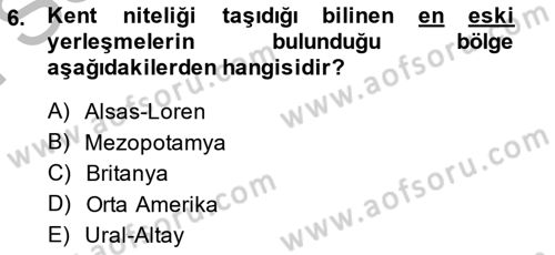 Şehircilik Dersi 2014 - 2015 Yılı (Final) Dönem Sonu Sınav Soruları 6. Soru