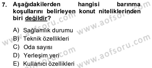 Şehircilik Dersi 2014 - 2015 Yılı (Final) Dönem Sonu Sınav Soruları 7. Soru