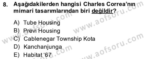 Şehircilik Dersi 2014 - 2015 Yılı (Final) Dönem Sonu Sınav Soruları 8. Soru