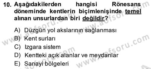 Şehircilik Dersi 2014 - 2015 Yılı Tek Ders Sınav Soruları 10. Soru