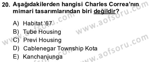 Şehircilik Dersi 2014 - 2015 Yılı Tek Ders Sınav Soruları 20. Soru