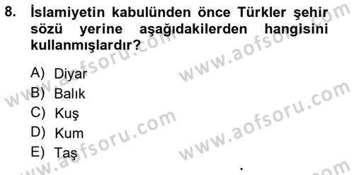 Şehircilik Dersi 2014 - 2015 Yılı Tek Ders Sınav Soruları 8. Soru