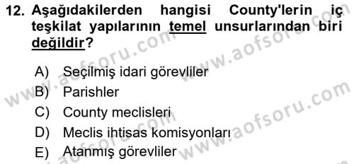 Şehircilik Dersi 2015 - 2016 Yılı (Final) Dönem Sonu Sınav Soruları 12. Soru