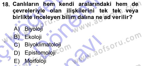 Şehircilik Dersi 2015 - 2016 Yılı (Final) Dönem Sonu Sınav Soruları 18. Soru