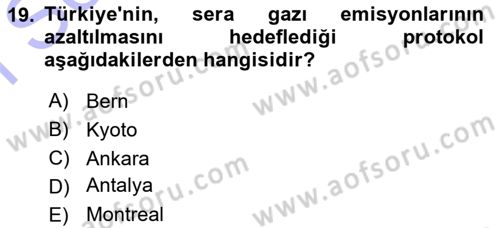 Şehircilik Dersi 2015 - 2016 Yılı (Final) Dönem Sonu Sınav Soruları 19. Soru