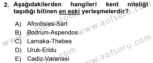 Şehircilik Dersi 2015 - 2016 Yılı (Final) Dönem Sonu Sınav Soruları 2. Soru