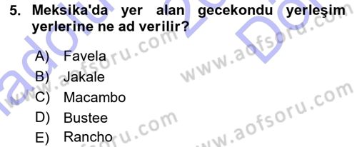 Şehircilik Dersi 2015 - 2016 Yılı (Final) Dönem Sonu Sınav Soruları 5. Soru