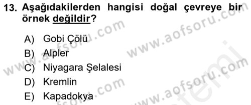 Şehircilik Dersi 2015 - 2016 Yılı Tek Ders Sınav Soruları 13. Soru