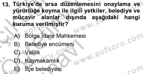 Şehircilik Dersi 2016 - 2017 Yılı 3 Ders Sınav Soruları 13. Soru