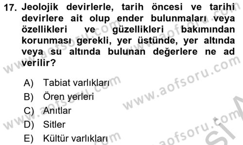 Şehircilik Dersi 2016 - 2017 Yılı 3 Ders Sınav Soruları 17. Soru