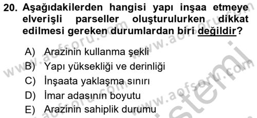 Şehircilik Dersi 2016 - 2017 Yılı 3 Ders Sınav Soruları 20. Soru