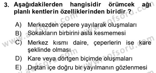 Şehircilik Dersi 2016 - 2017 Yılı 3 Ders Sınav Soruları 3. Soru
