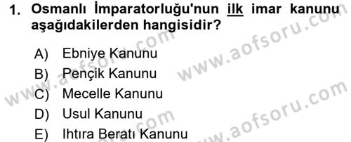 Şehircilik Dersi 2016 - 2017 Yılı (Final) Dönem Sonu Sınav Soruları 1. Soru